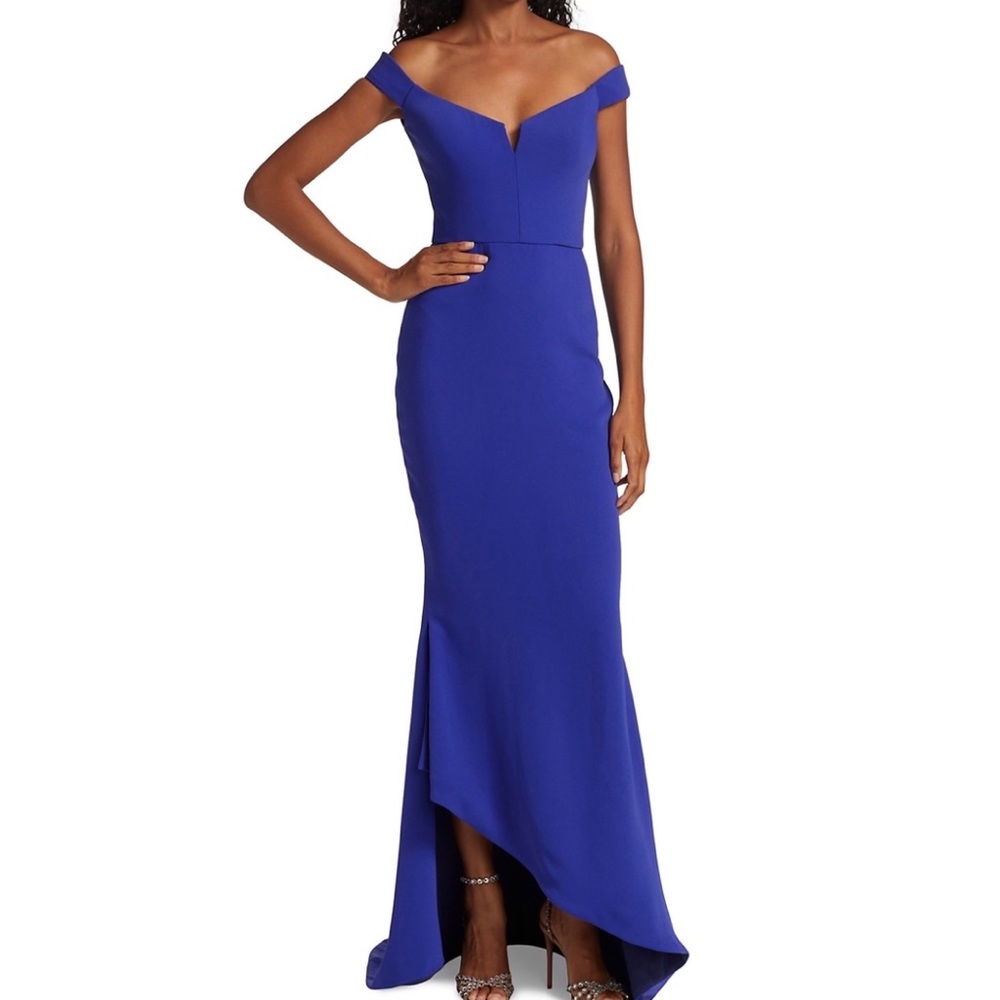 REEM ACRA BEADED BACK STRAP GOWN SZ 12